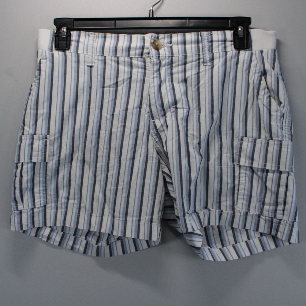 Lee Regular Fit Mid Rise Striped Cargo Shorts Blue White Size 10 M Boating Beach